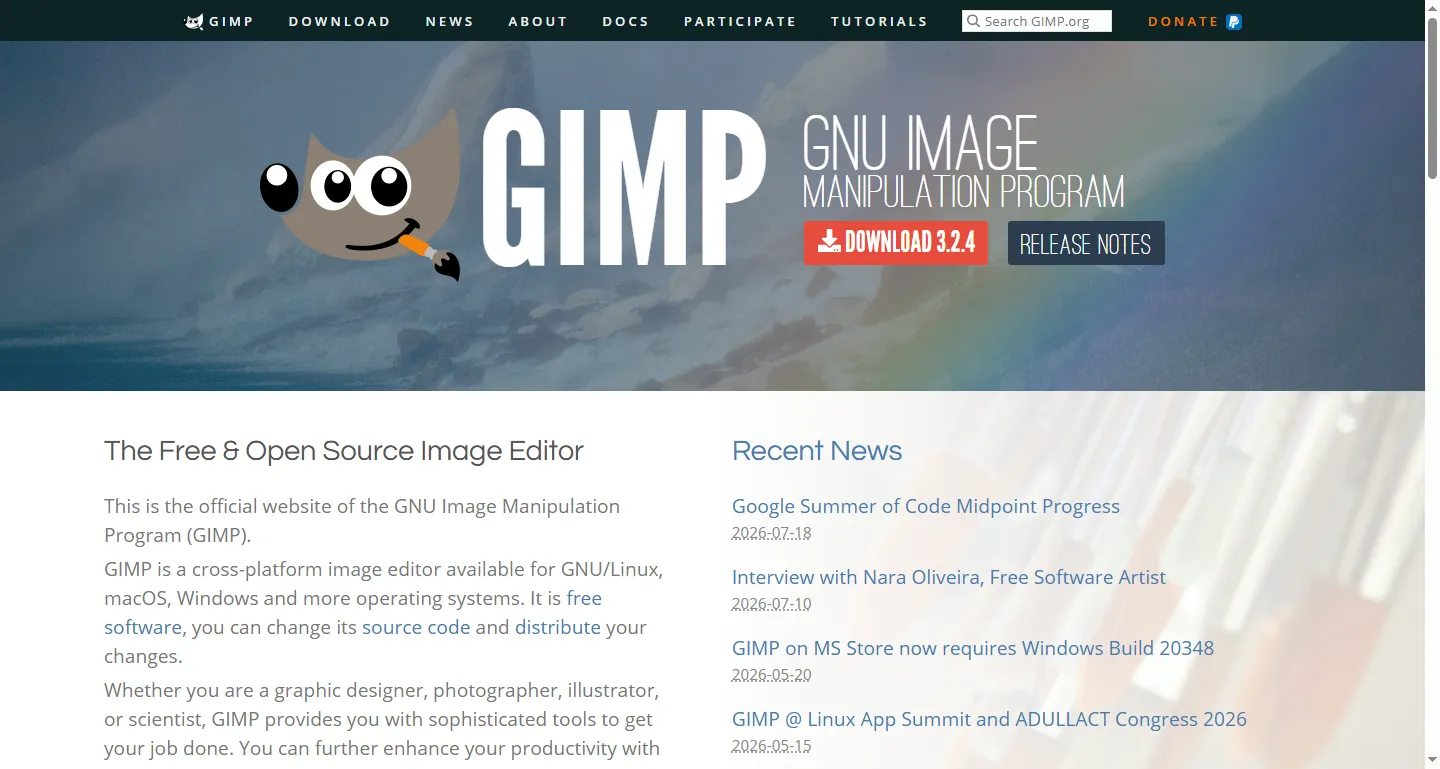 GIMP's official homepage