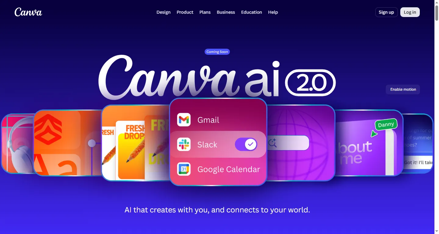 Canva's AI and Magic Studio page describing its design generation features