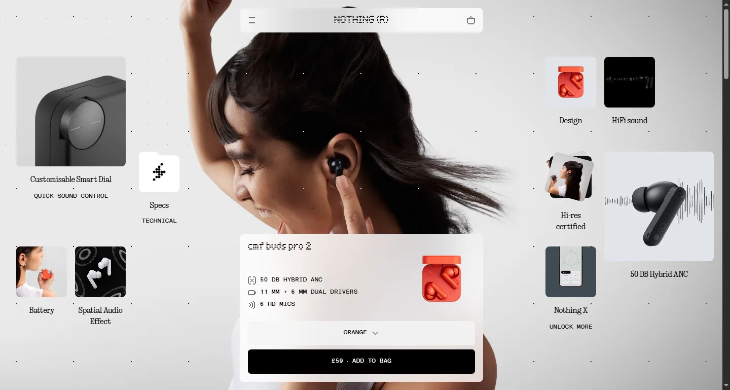 The CMF Buds Pro 2 product page on Nothing's UK online store
