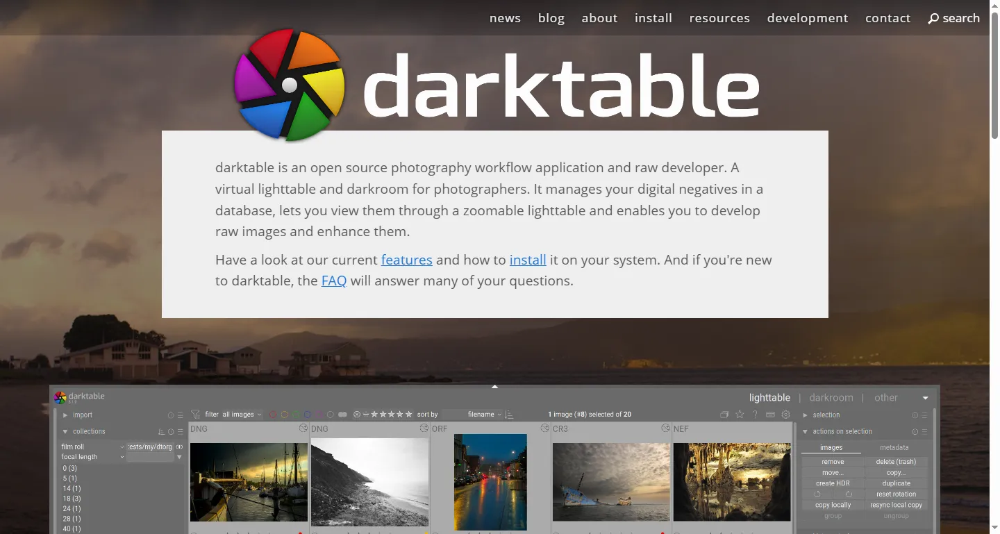 Darktable's official homepage