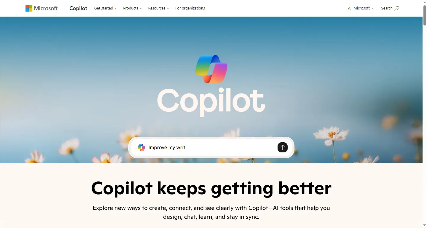 Microsoft's consumer Copilot page describing what comes bundled with Microsoft 365
